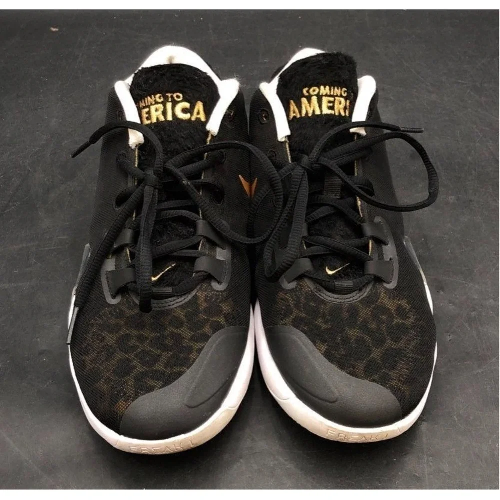 Nike Zoom Freak 1 Coming to America Youth 6Y BQ5633‑900 Black Gold Leopard Shoes